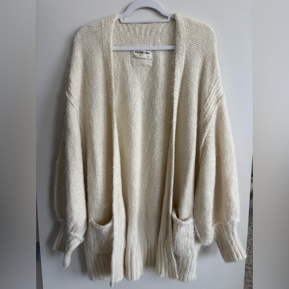 We The Free Open-Front Cream Knit Cardigan Sweater